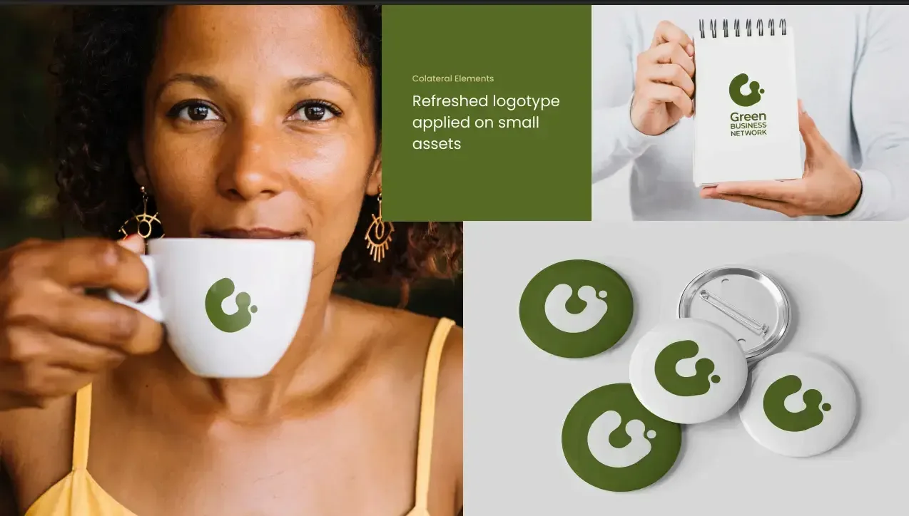 Green Business Network logotype applied on small assets