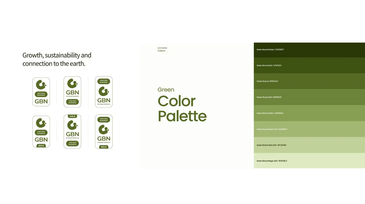 GBN certification seal system and green color palette