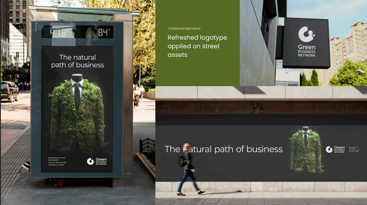 Green Business Network refreshed logotype applied on street assets